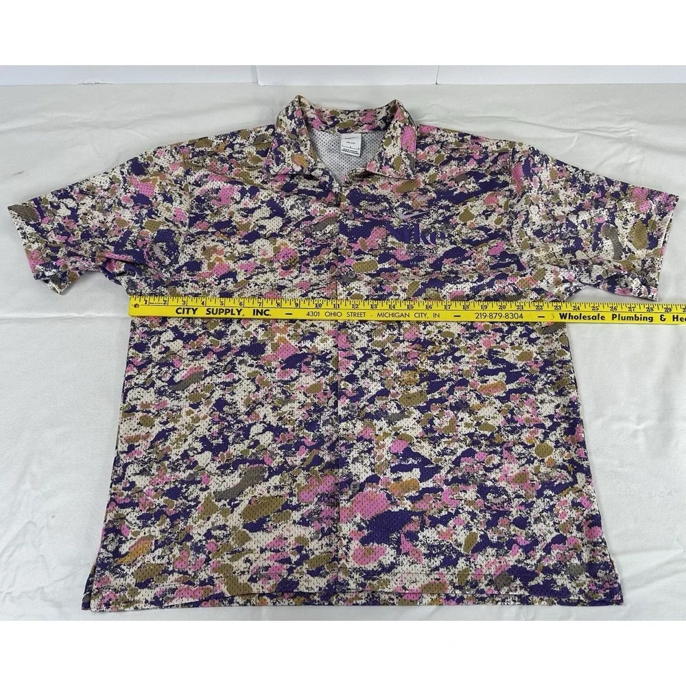 Nike Shirt Trek Division Men's Large Psychic Purple Mesh Hawaiian Button Dri Fit - Picture 6 of 10
